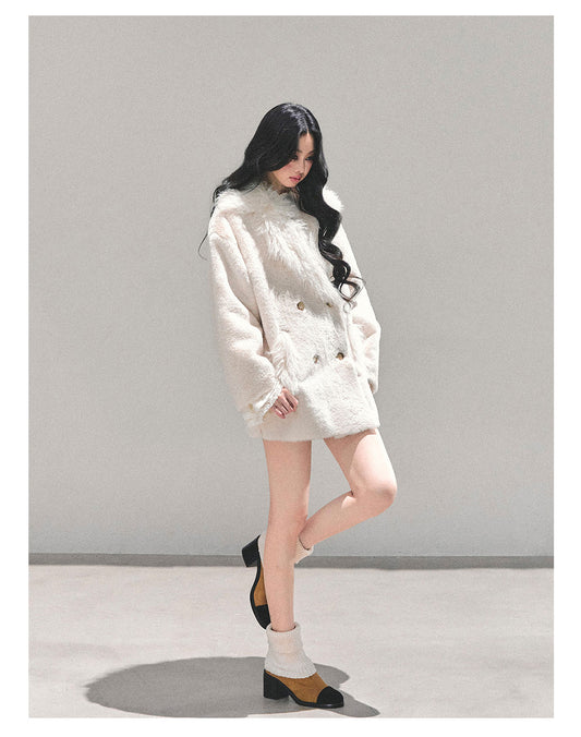 ShaoYeYan She Walks Into Void Fur-Trimmed Coat