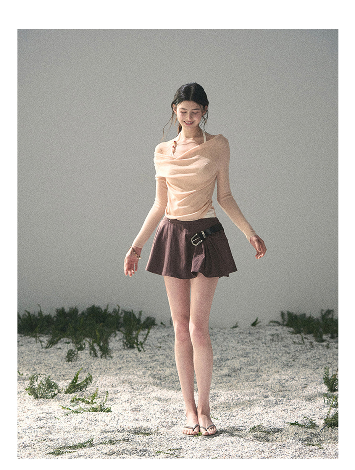 ShaoYeYan Aomalm Frosting on the Shoulder Fake Two-Layer Halter Top