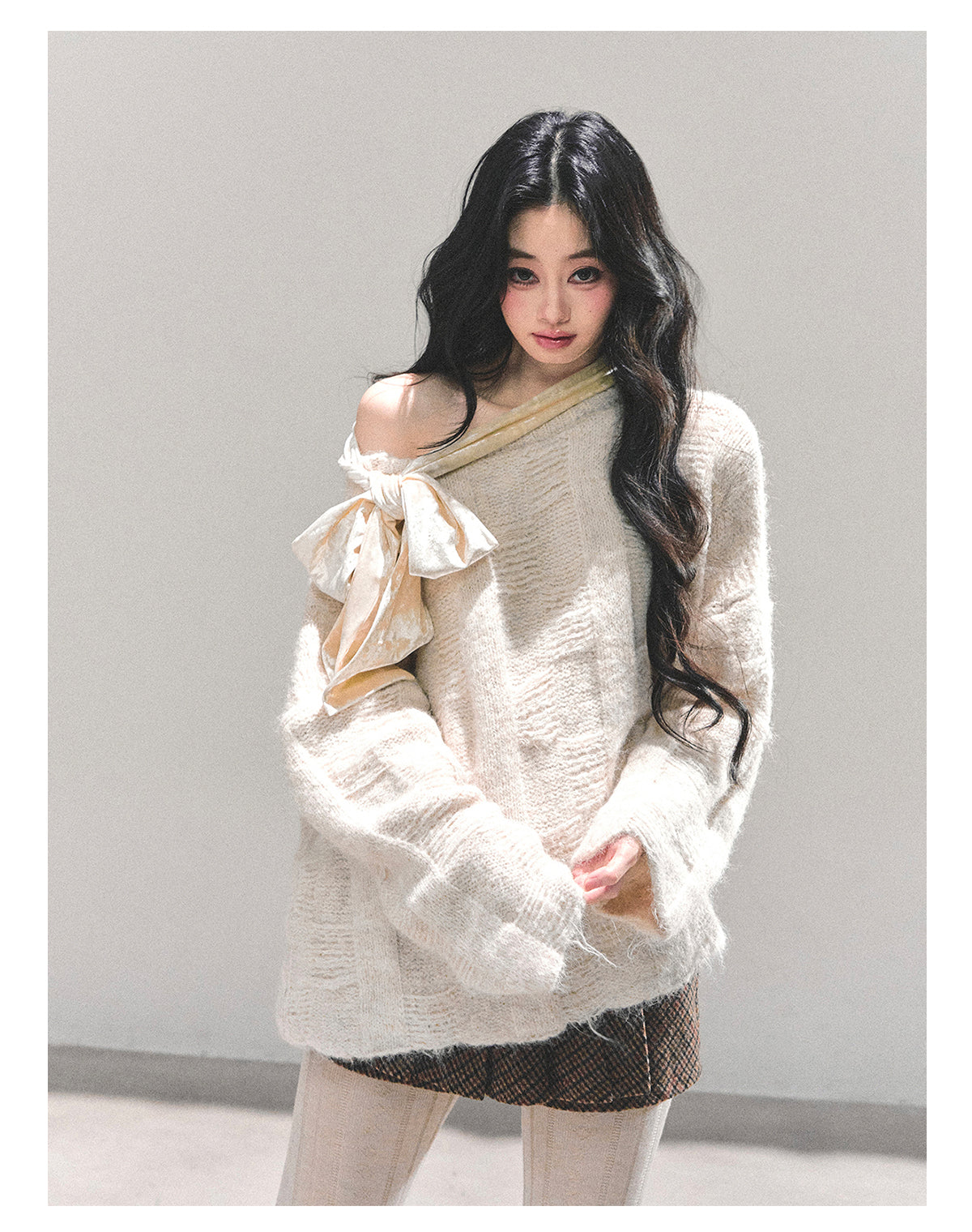 ShaoYeYan She Floods The Morning French Sweet Bow Sweater