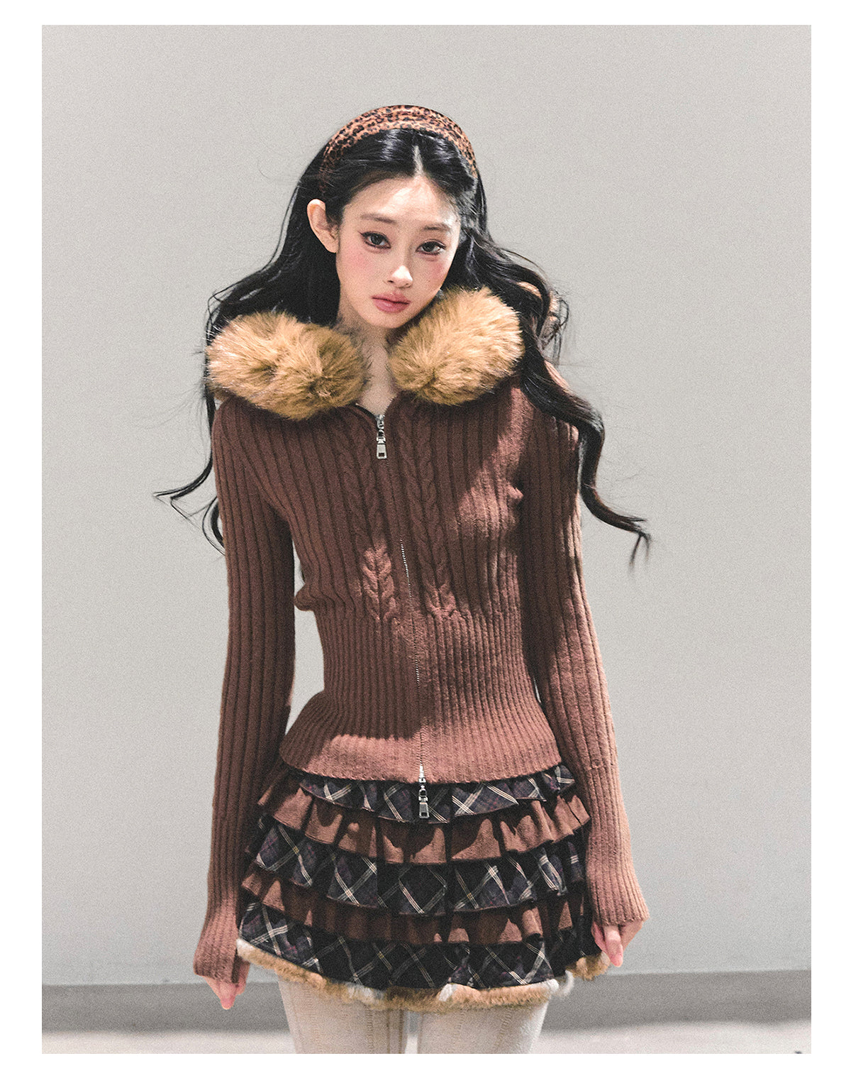 ShaoYeYan Lost Sunset Korean Hooded Knit Cardigan