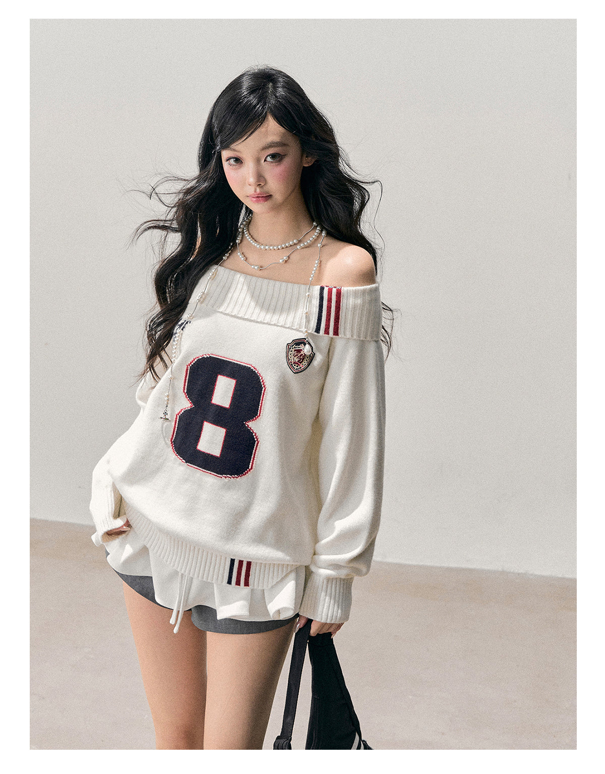 ShaoYeYan Aomalm Frost Spreading Corner Off-Shoulder Sweatshirt