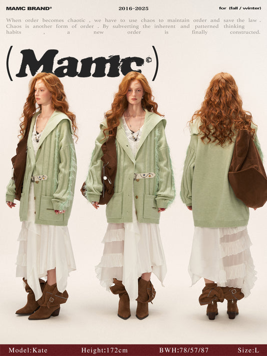 MAMC Textured Collar Lazy Knit Cardigan