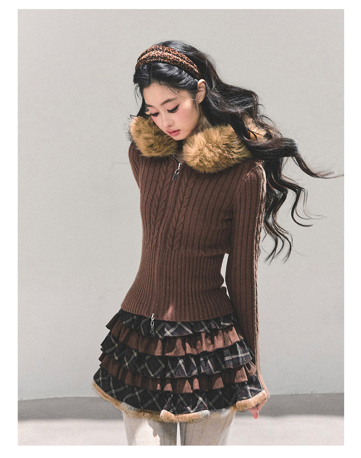 ShaoYeYan Lost Sunset Korean Hooded Knit Cardigan