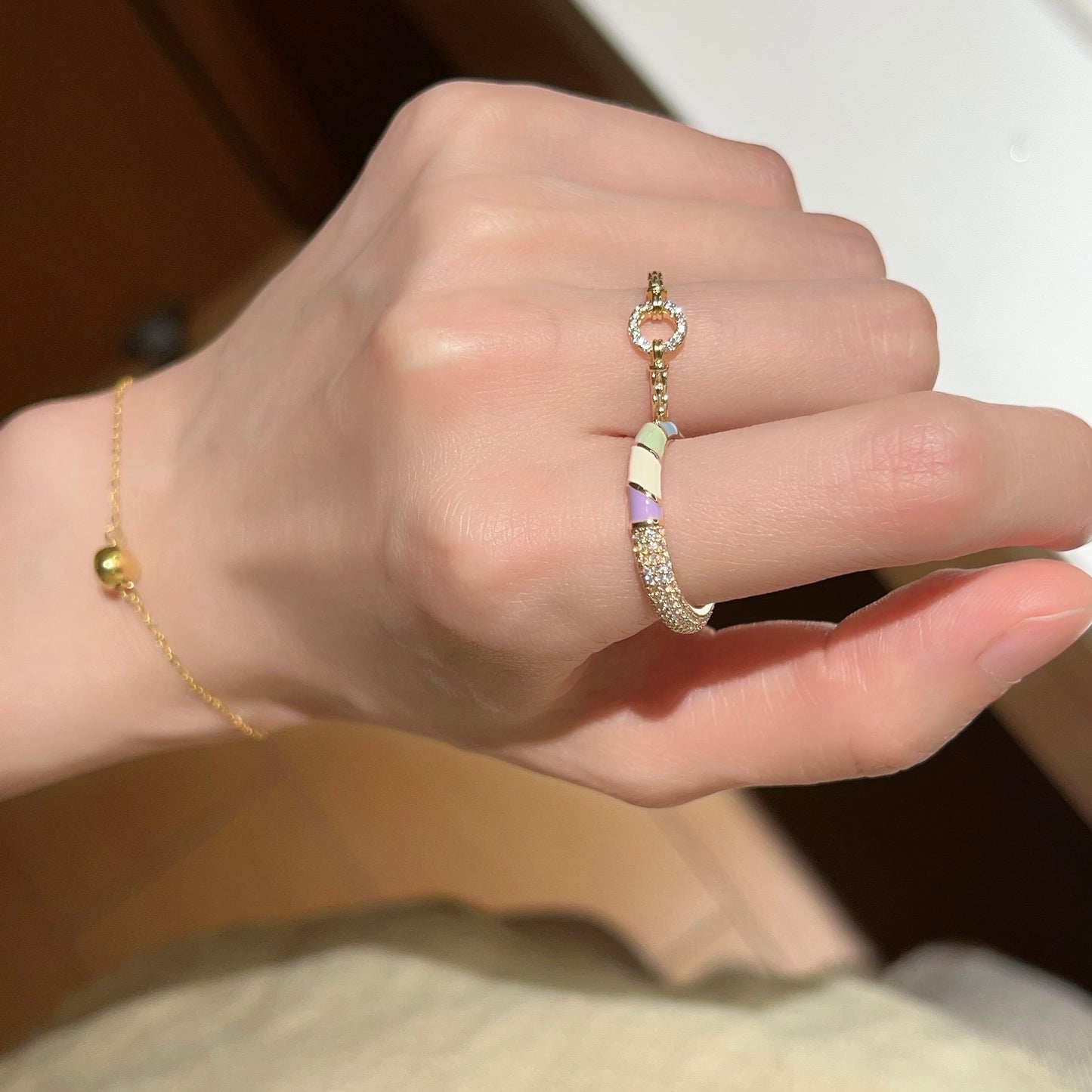 VIGVOG Geometric Chrome Rings