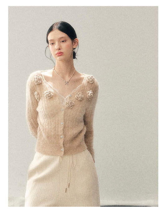 ShaoYeYan Aomalm Density of Residual Warmth French 3D Flower Sweater