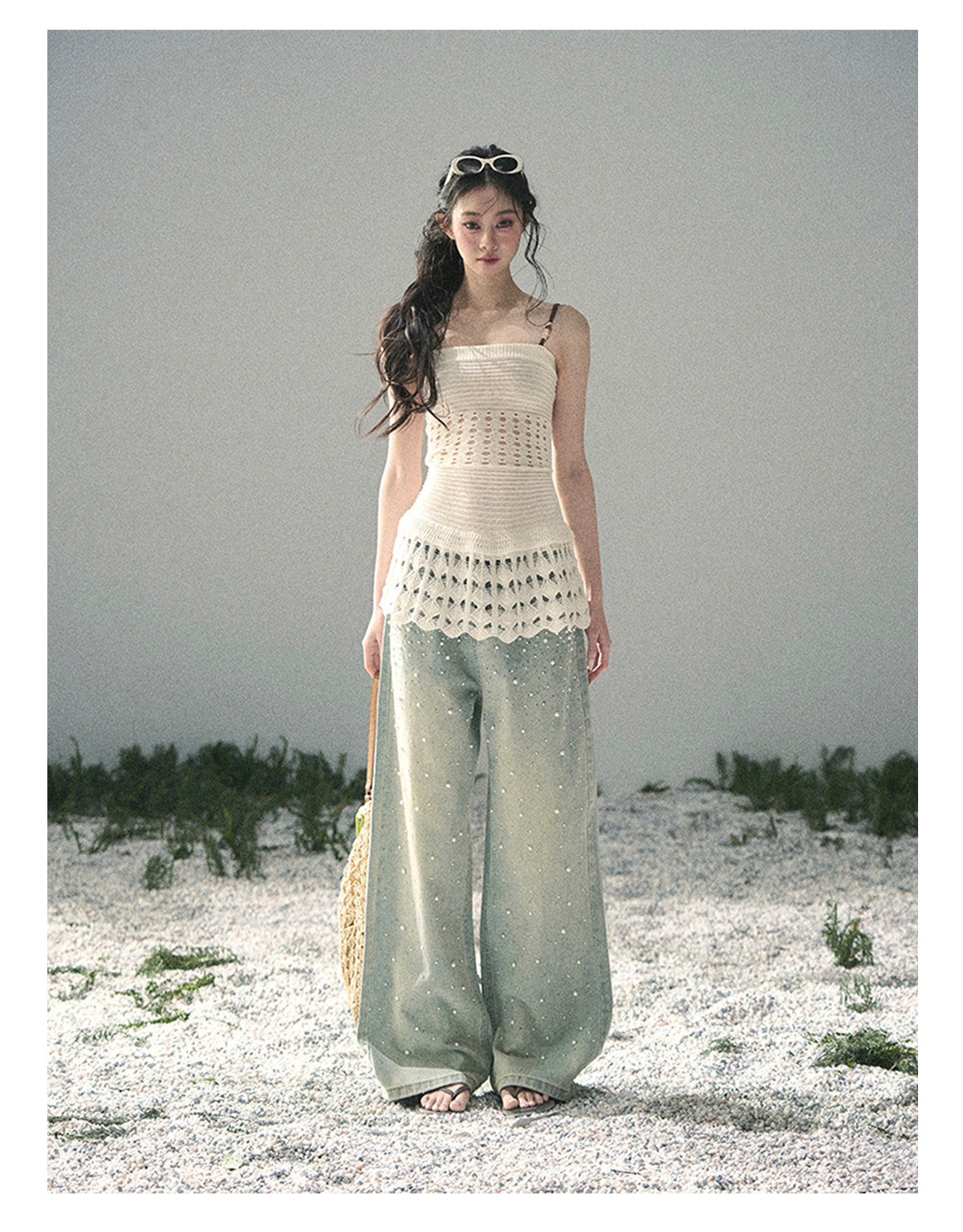 ShaoYeYan Aomalm Gap of Existence French Knit Hollow Cami