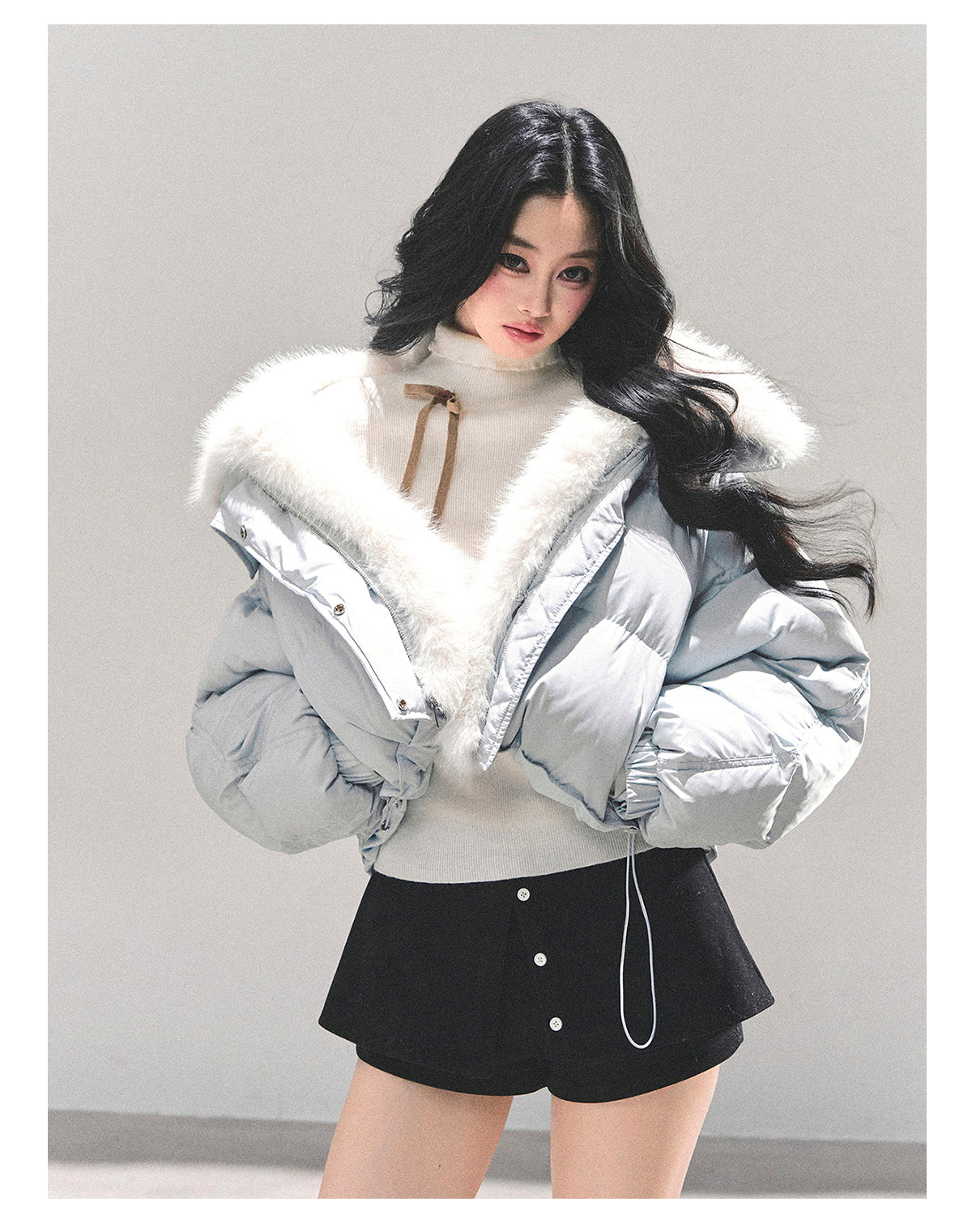 ShaoYeYan Silent Blue White Duck Down Puffer Jacket