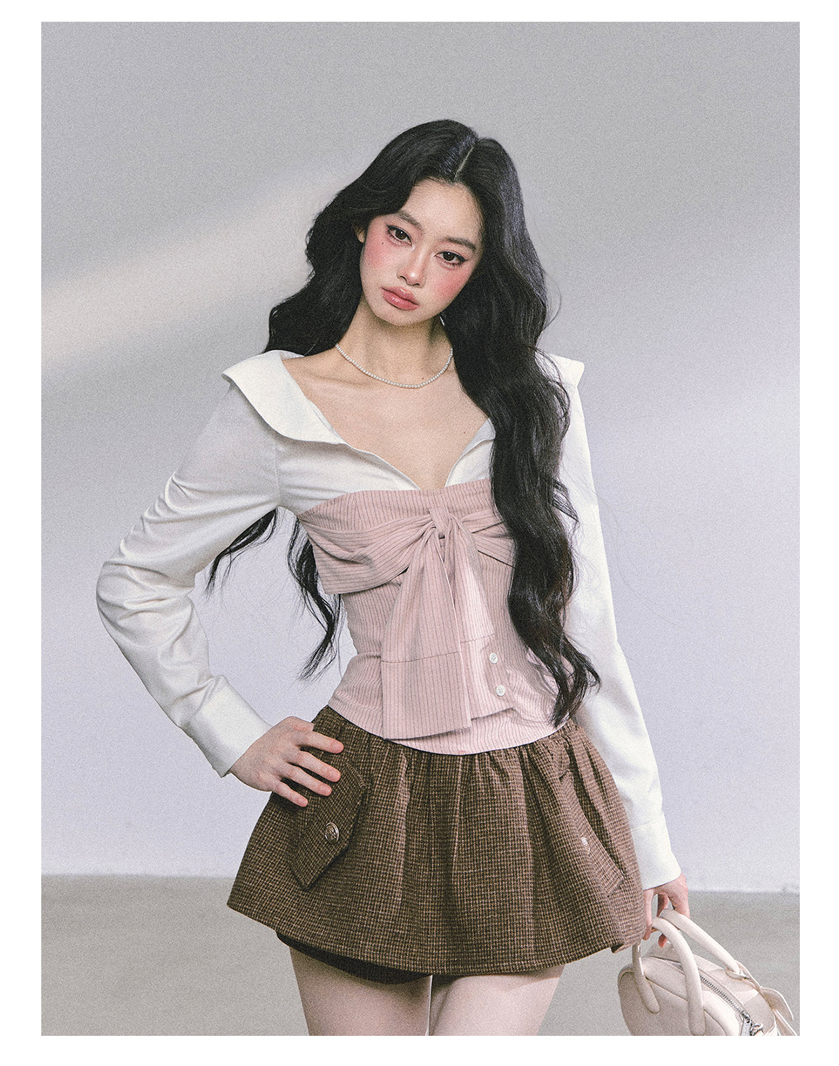 ShaoYeYan Jenny's Sweet Scent Fake Two-Layer Long Sleeve Striped T-Shirt