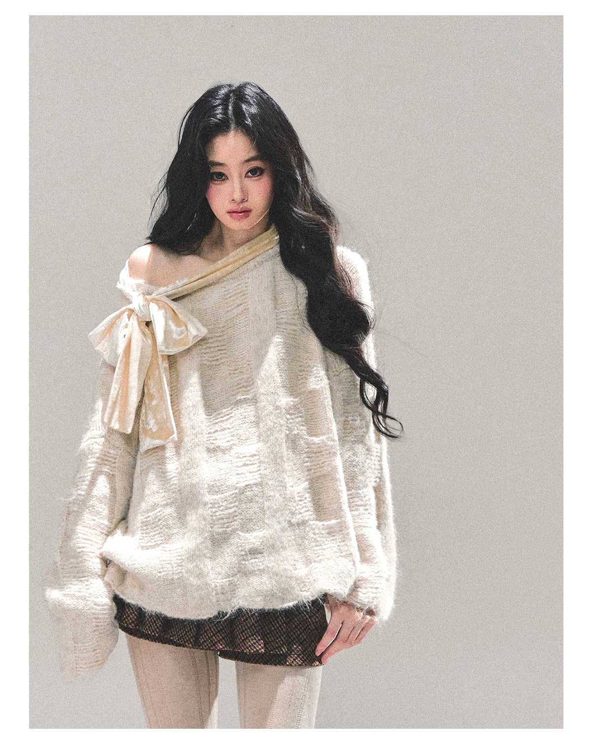 ShaoYeYan She Floods The Morning French Sweet Bow Sweater