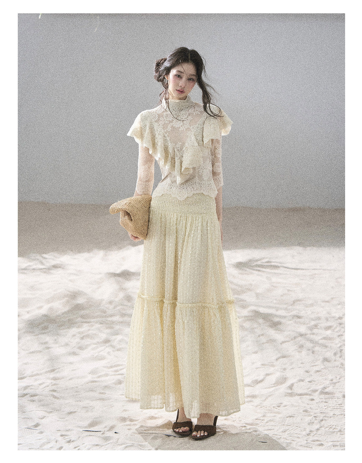 ShaoYeYan Aomalm Semi-Transparent Flower Pure Desire Sheer Lace Top