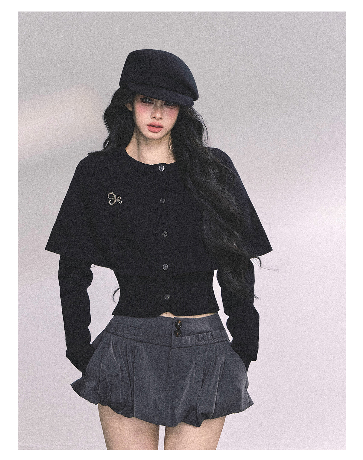 ShaoYeYan Miss Daisy American Knit Cable Cape Sweater