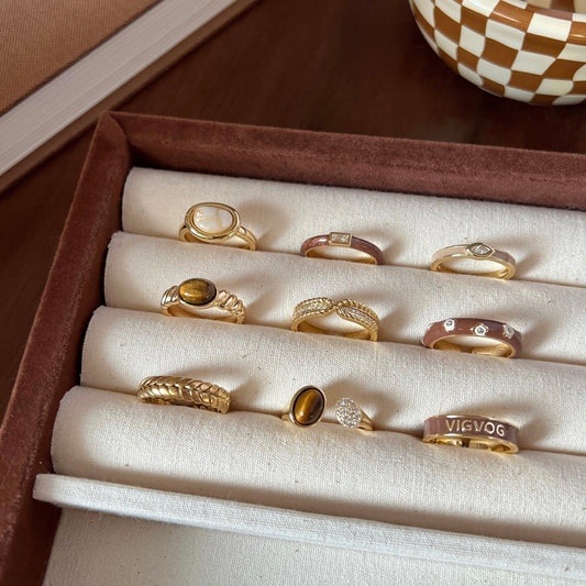 VIGVOG Geometric Gemstone Rings