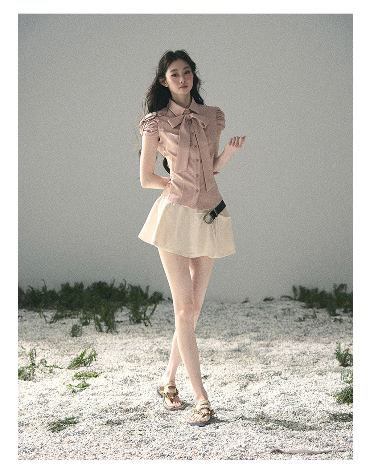 ShaoYeYan Aomalm Powdered Sugar Secrets Bow French Blouse