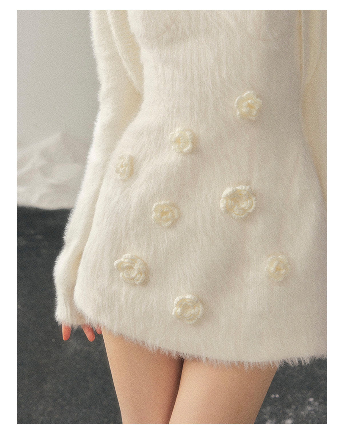 ShaoYeYan Aomalm She Shatters the Frost French 3D Flower Dress