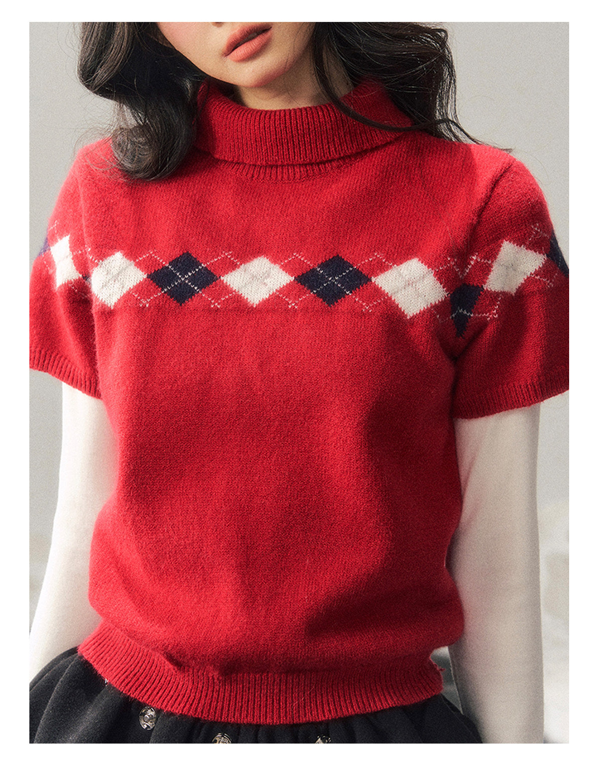 ShaoYeYan Aomalm Snow-Wrapped Christmas Letter Semi-Turtleneck Sweater