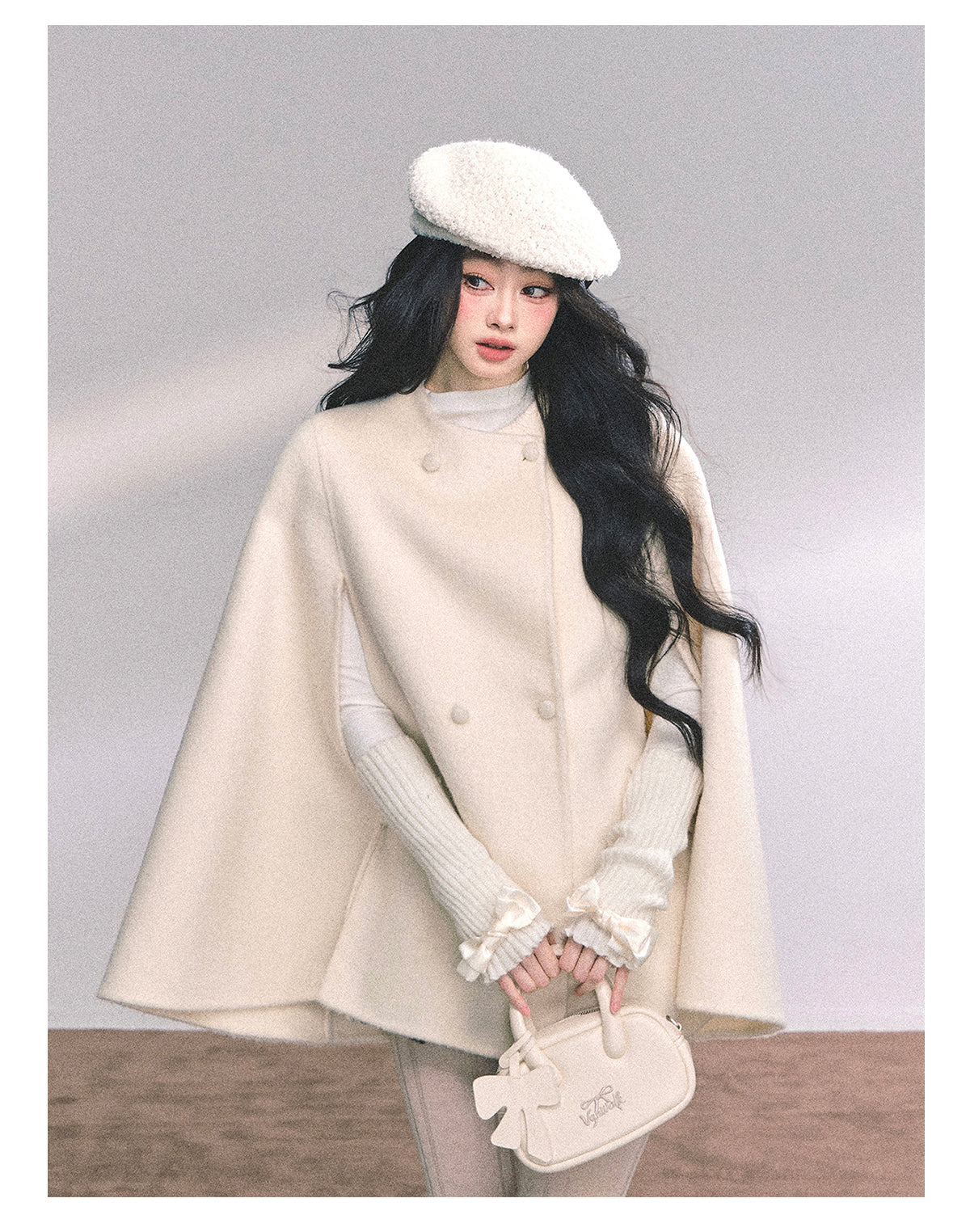 ShaoYeYan Snowy Pearl French Rich Girl Wool Coat