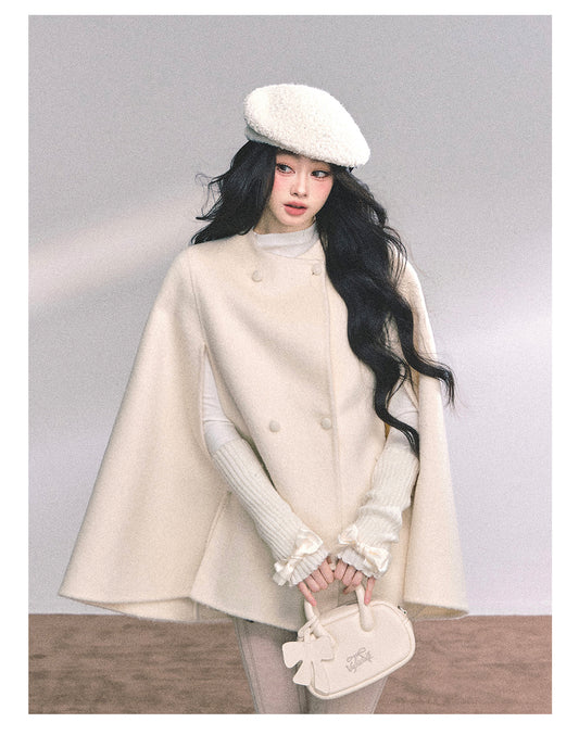 ShaoYeYan Snowy Pearl French Rich Girl Wool Coat