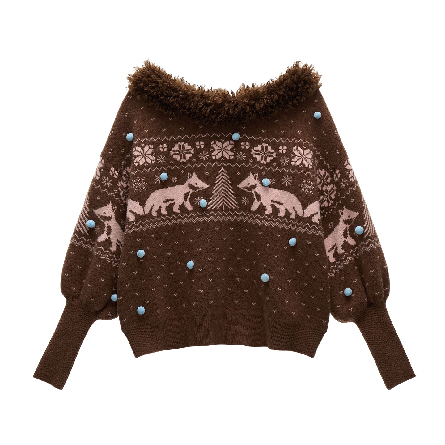 MAMC Fox Fair Isle V-Neck Sweater