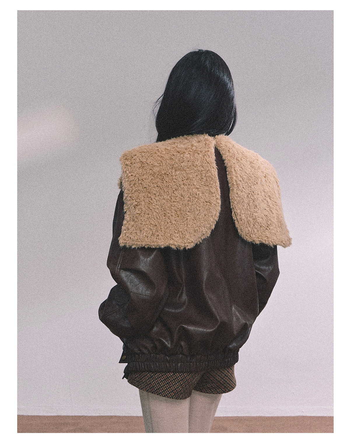 ShaoYeYan Loose Fit Lamb Fur Leather Jacket