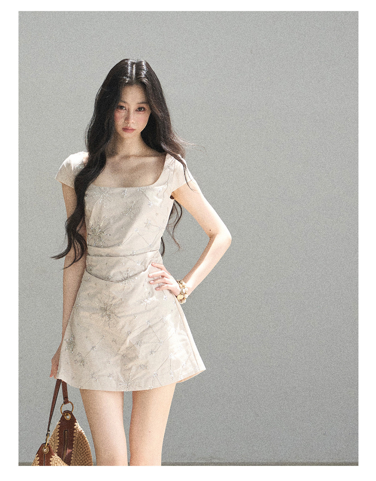 ShaoYeYan Aomalm Summer Slow Motion Elegant Square Neck Dress