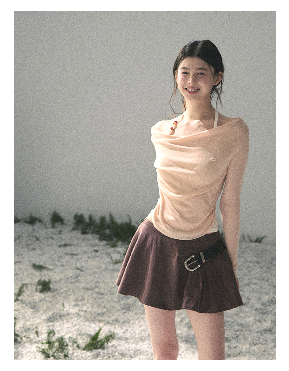 ShaoYeYan Aomalm Frosting on the Shoulder Fake Two-Layer Halter Top