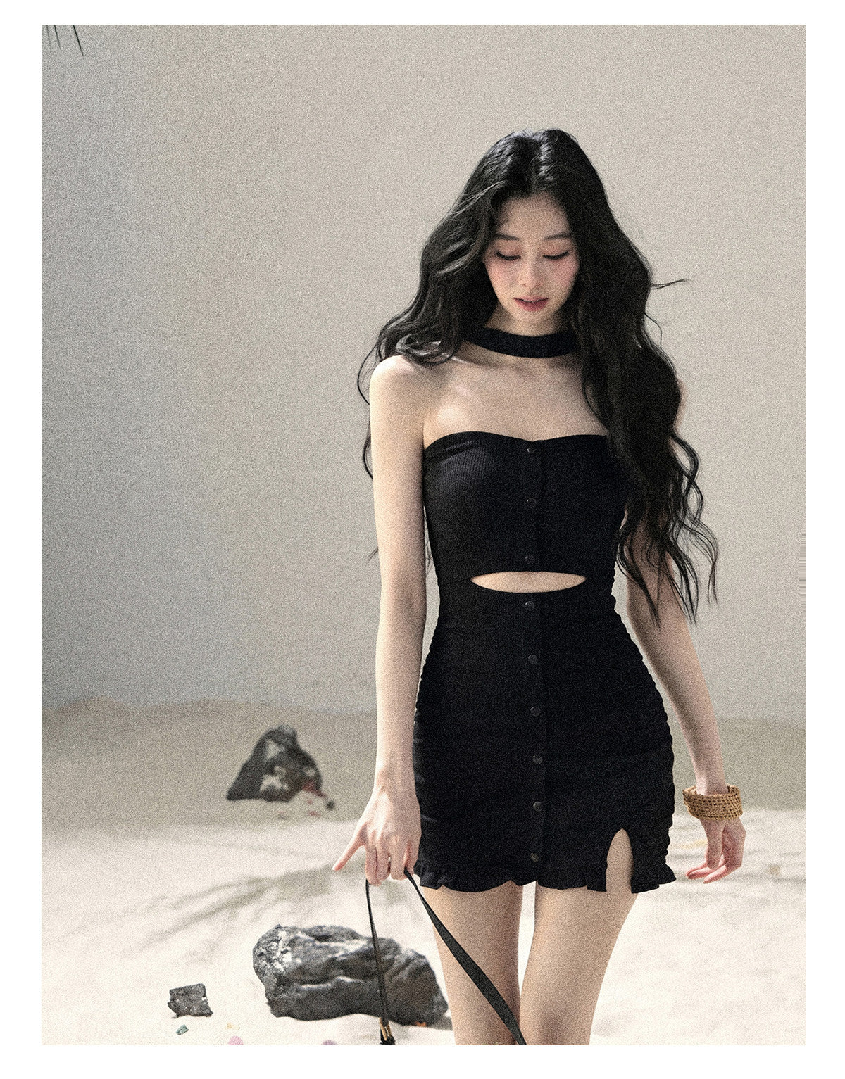 ShaoYeYan Aomalm Gap of Light & Shadow Korean Halter Knit Dress – Chérie Co  Gift