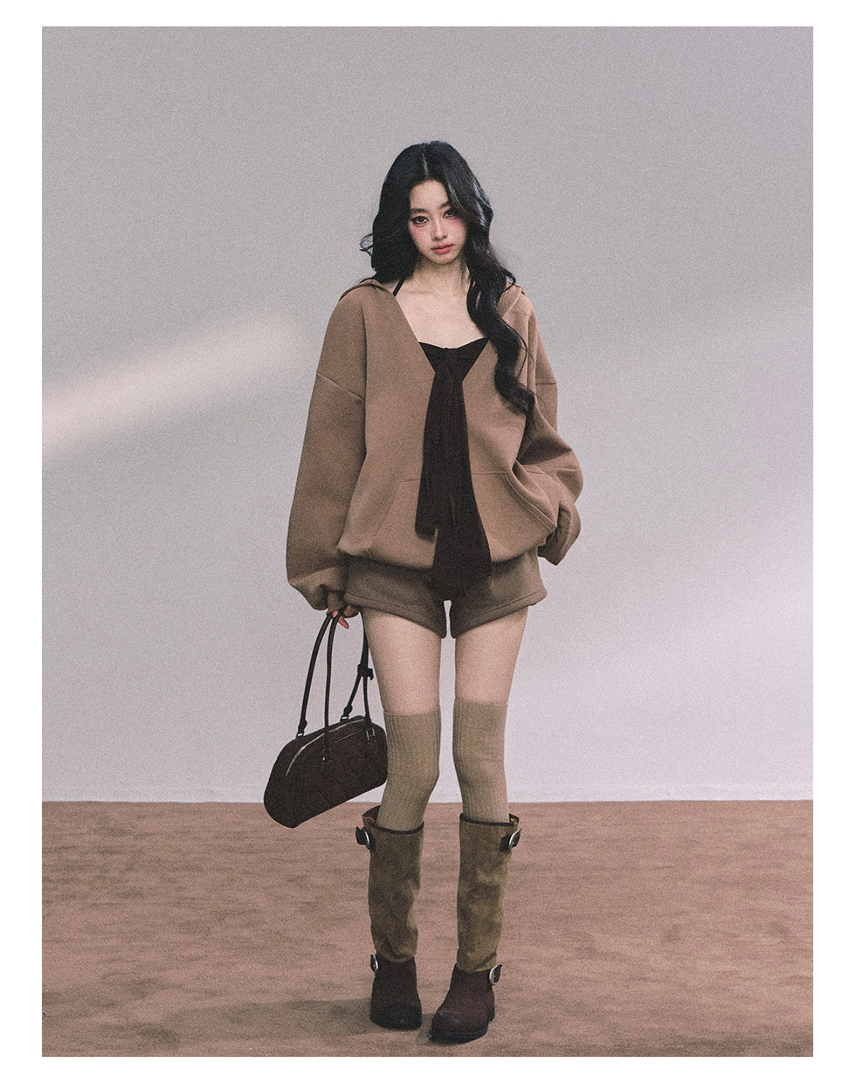 ShaoYeYan Autumn Leaves Riverside Casual Hoodie Set