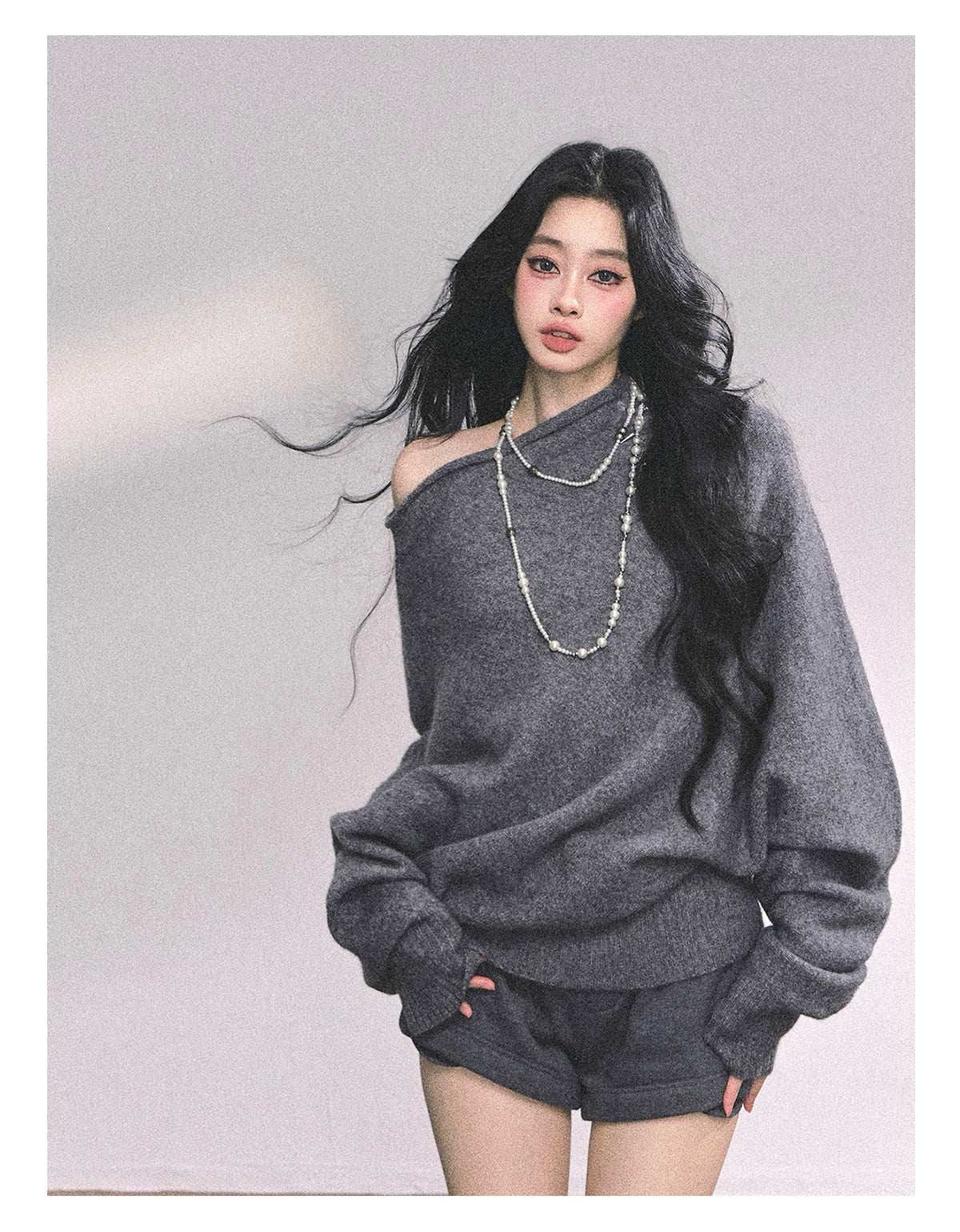 ShaoYeYan Cold Unnie Korean Off-Shoulder Sweater