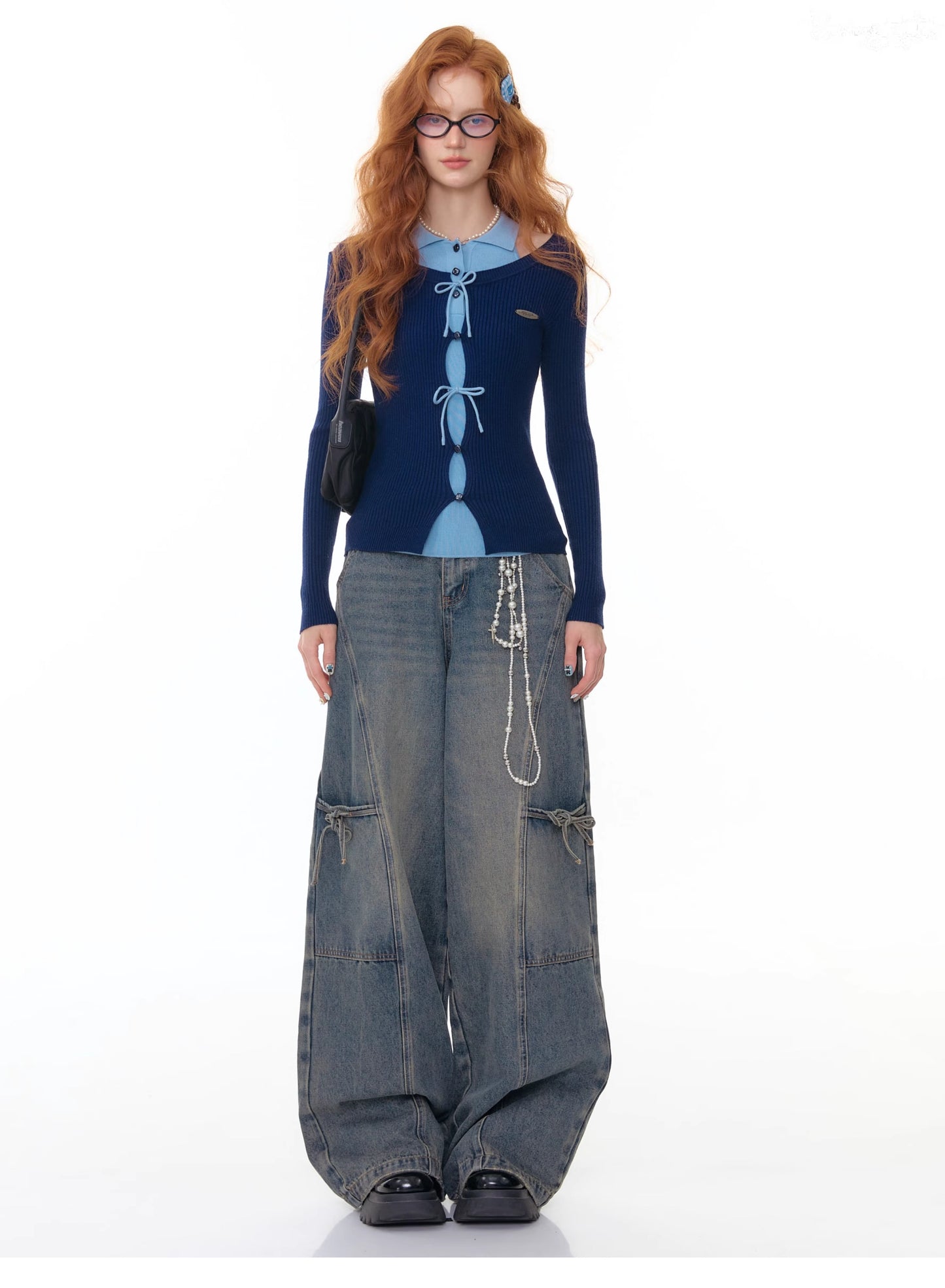 ZiziFei Bow-Detail Denim Pants