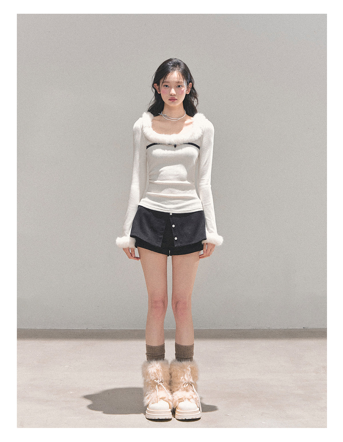 ShaoYeYan Aomalm Hidden in Moonlight Plush Knit T-Shirt