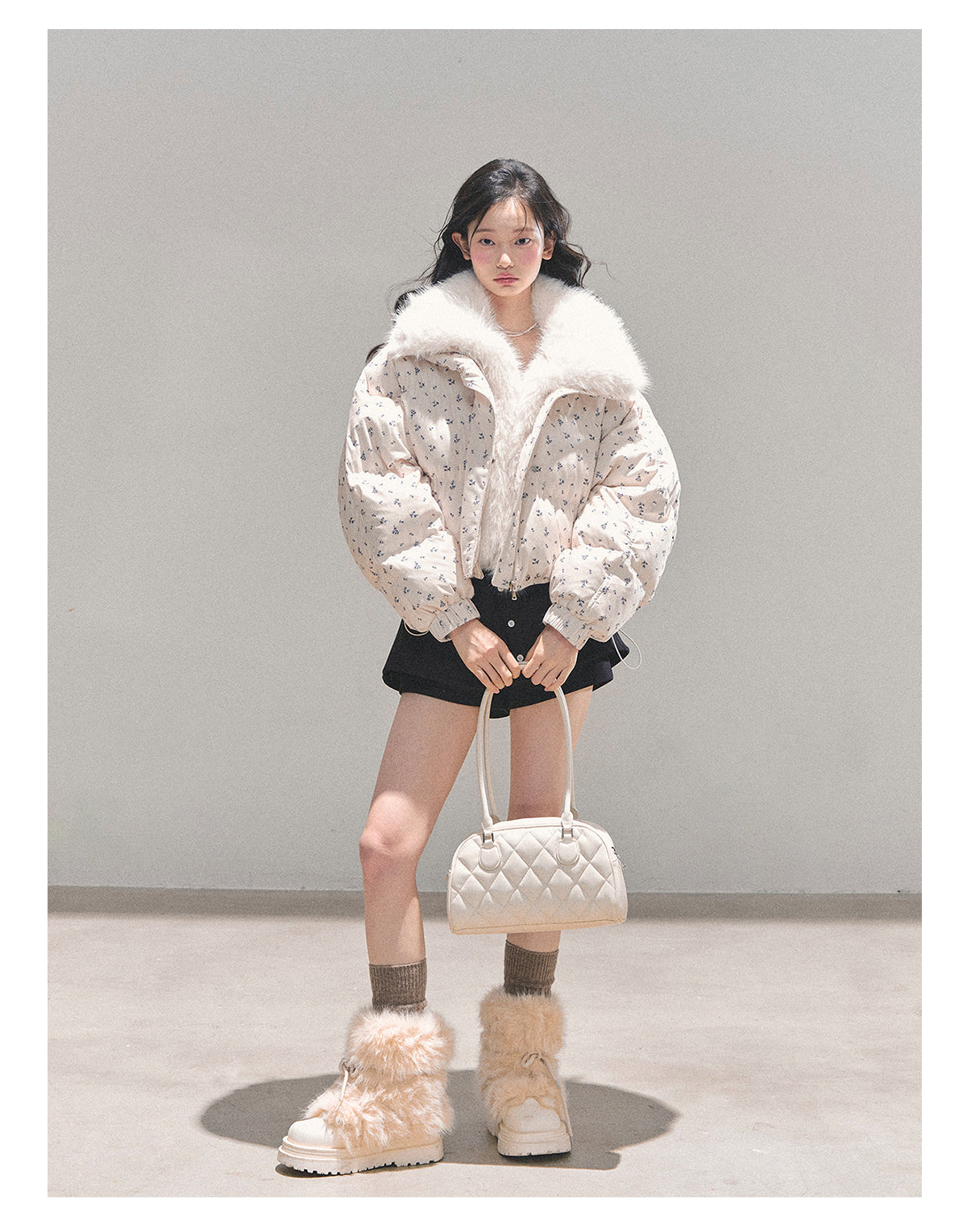 ShaoYeYan Silent Blue White Duck Down Puffer Jacket