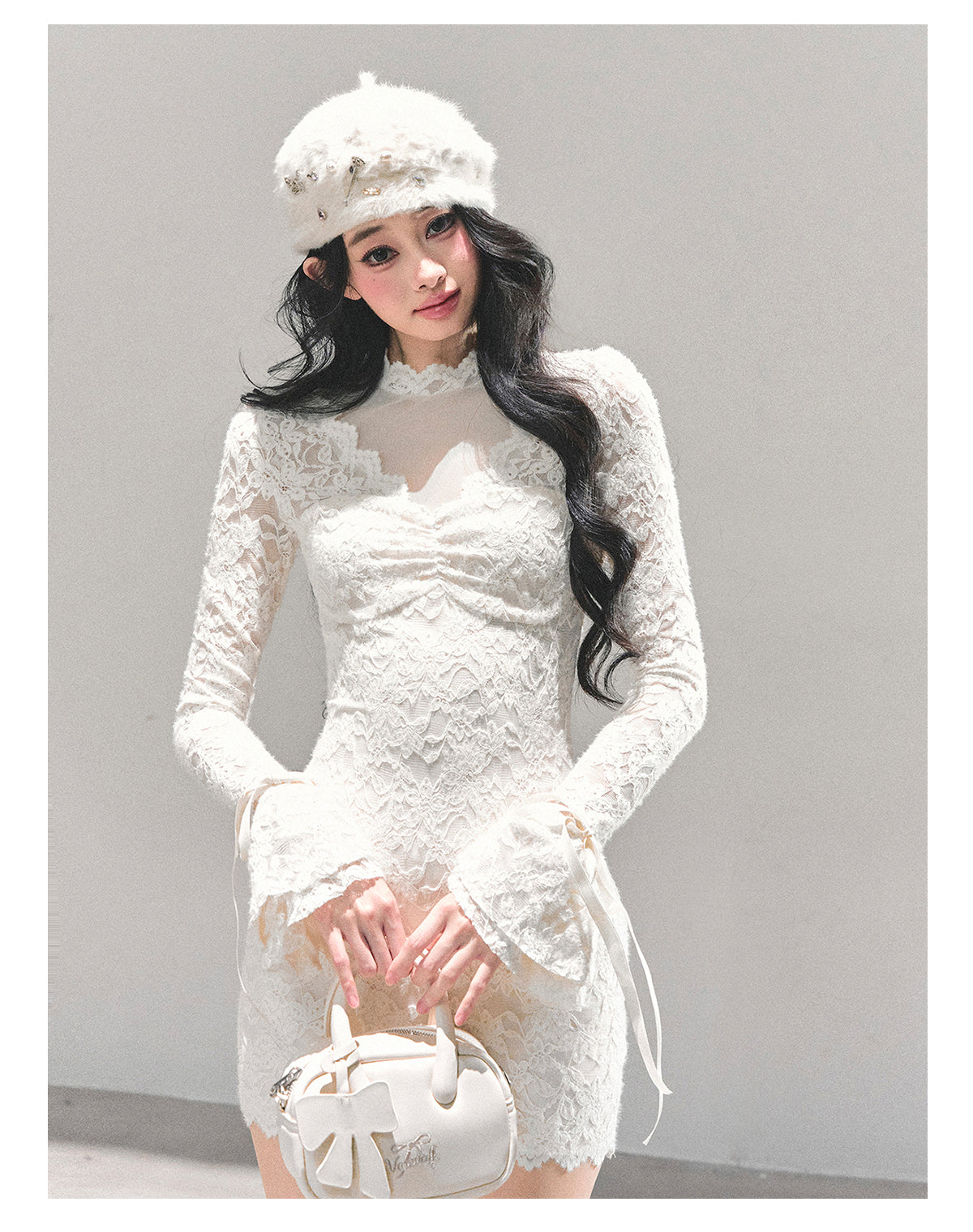 ShaoYeYan Full Moon Moment Long Sleeve Lace Dress