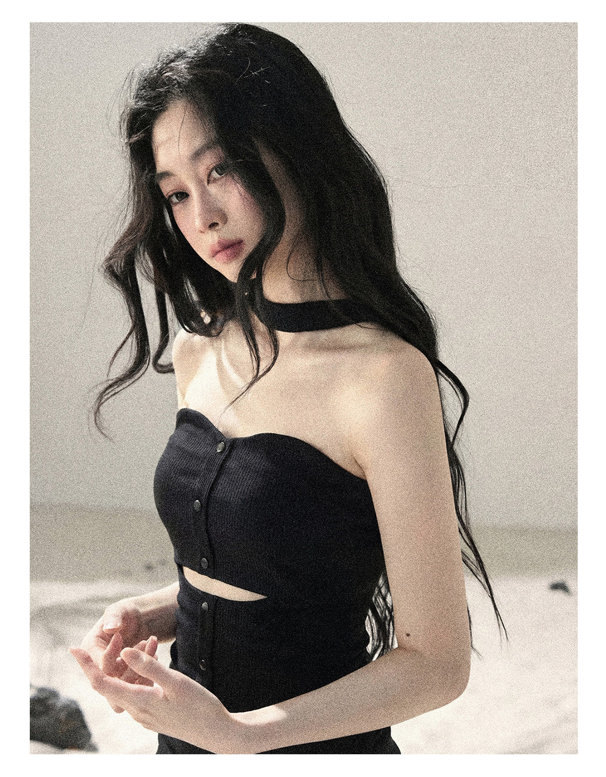 ShaoYeYan Aomalm Gap of Light & Shadow Korean Halter Knit Dress