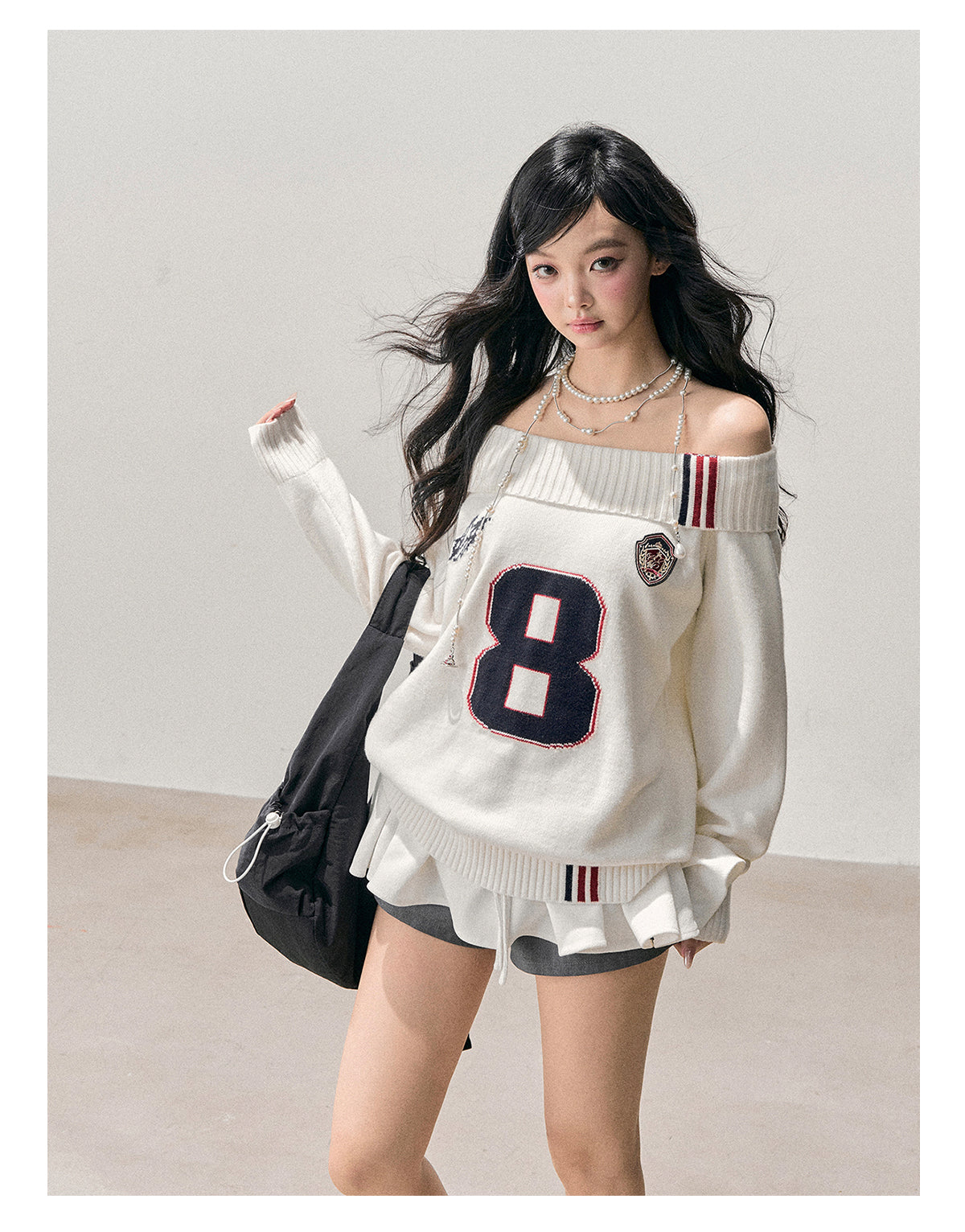 ShaoYeYan Aomalm Frost Spreading Corner Off-Shoulder Sweatshirt