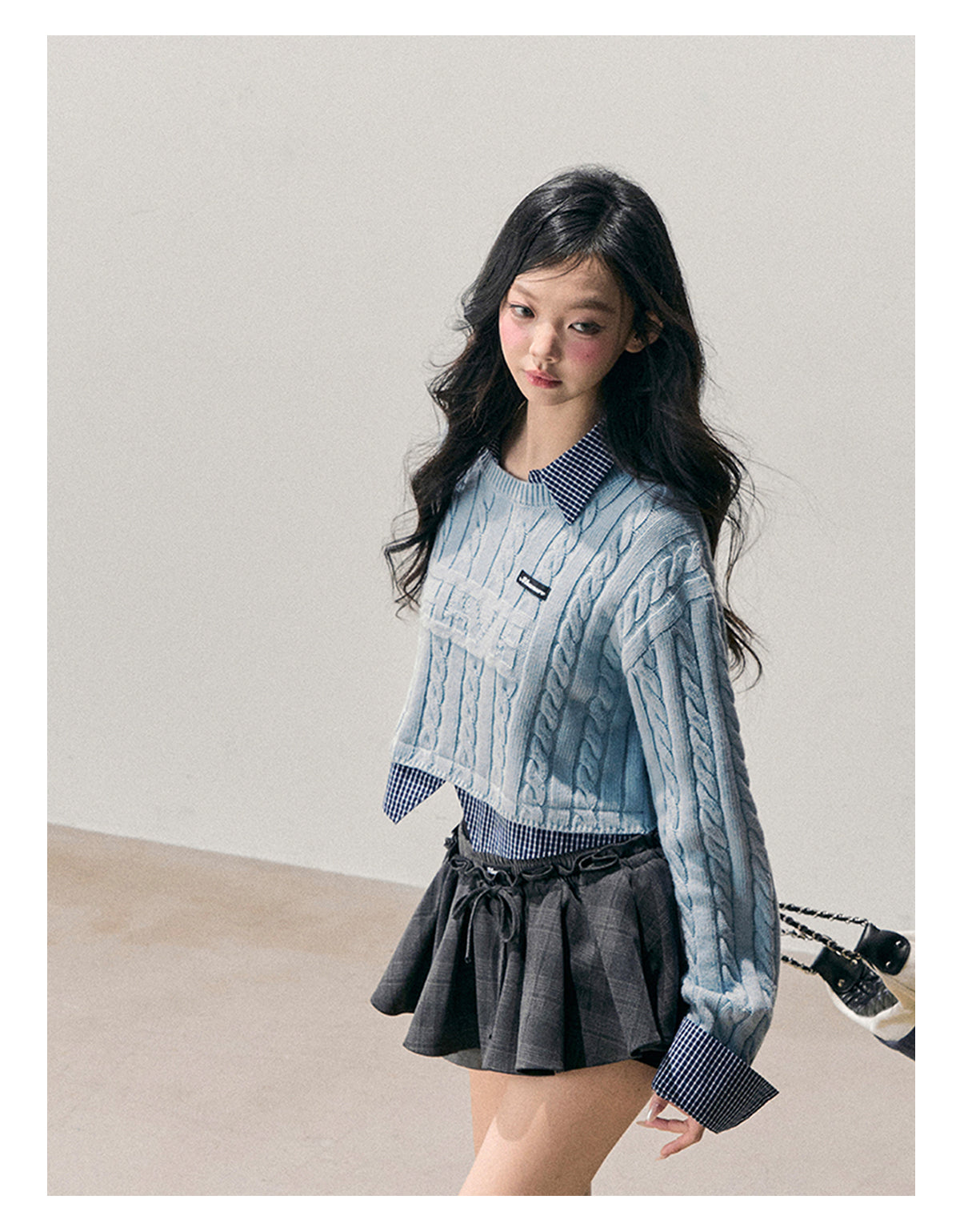 ShaoYeYan Aomalm Suspended Blue Fake Two-Layer Wool Sweater