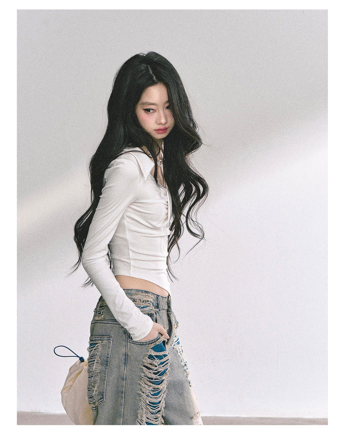 SHAOYEYAN Korean Style Asymmetric Off-Shoulder Top