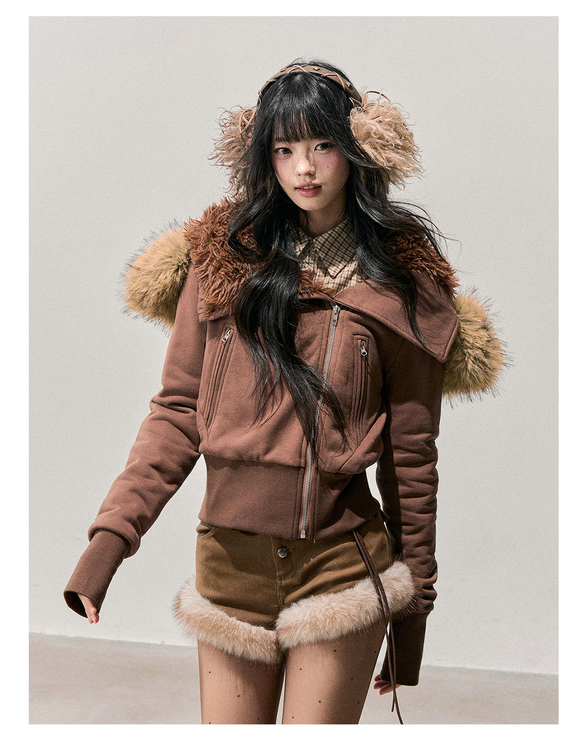 ShaoYeYan Aomalm Warm Wilderness Korean Shearling Hooded Coat