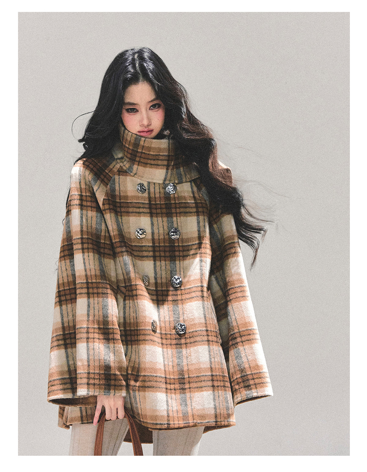 ShaoYeYan Hidden Grid Secret Wool Coat