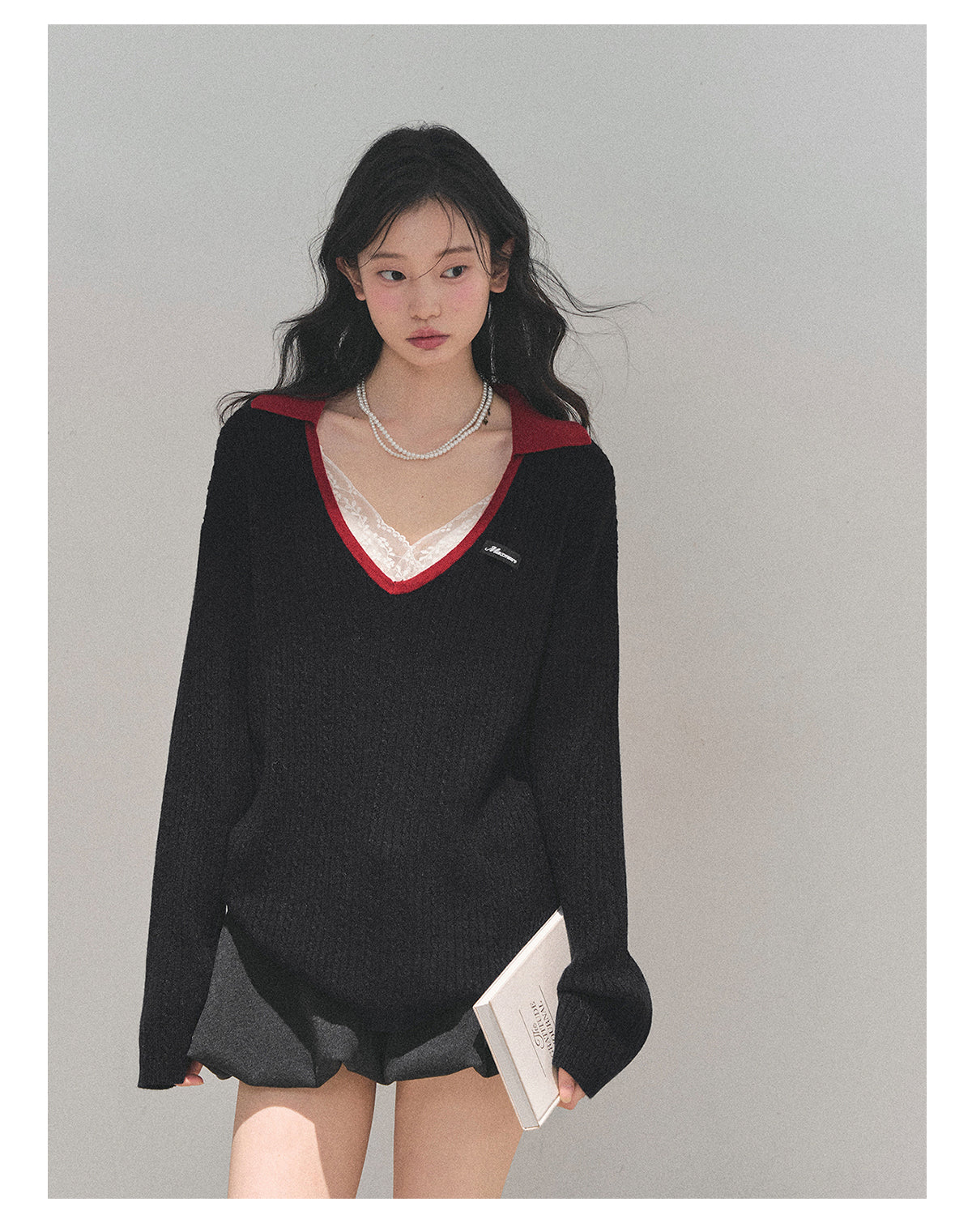 ShaoYeYan Aomalm Before Night Melts V-Neck Wool Sweater