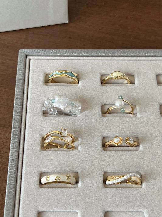 VIGVOG Pearl & Enamel Art Ring Collection