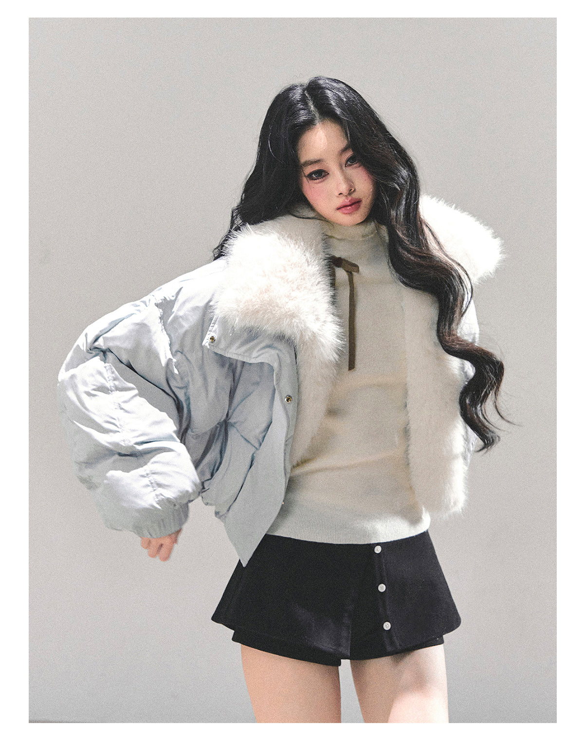 ShaoYeYan Silent Blue White Duck Down Puffer Jacket
