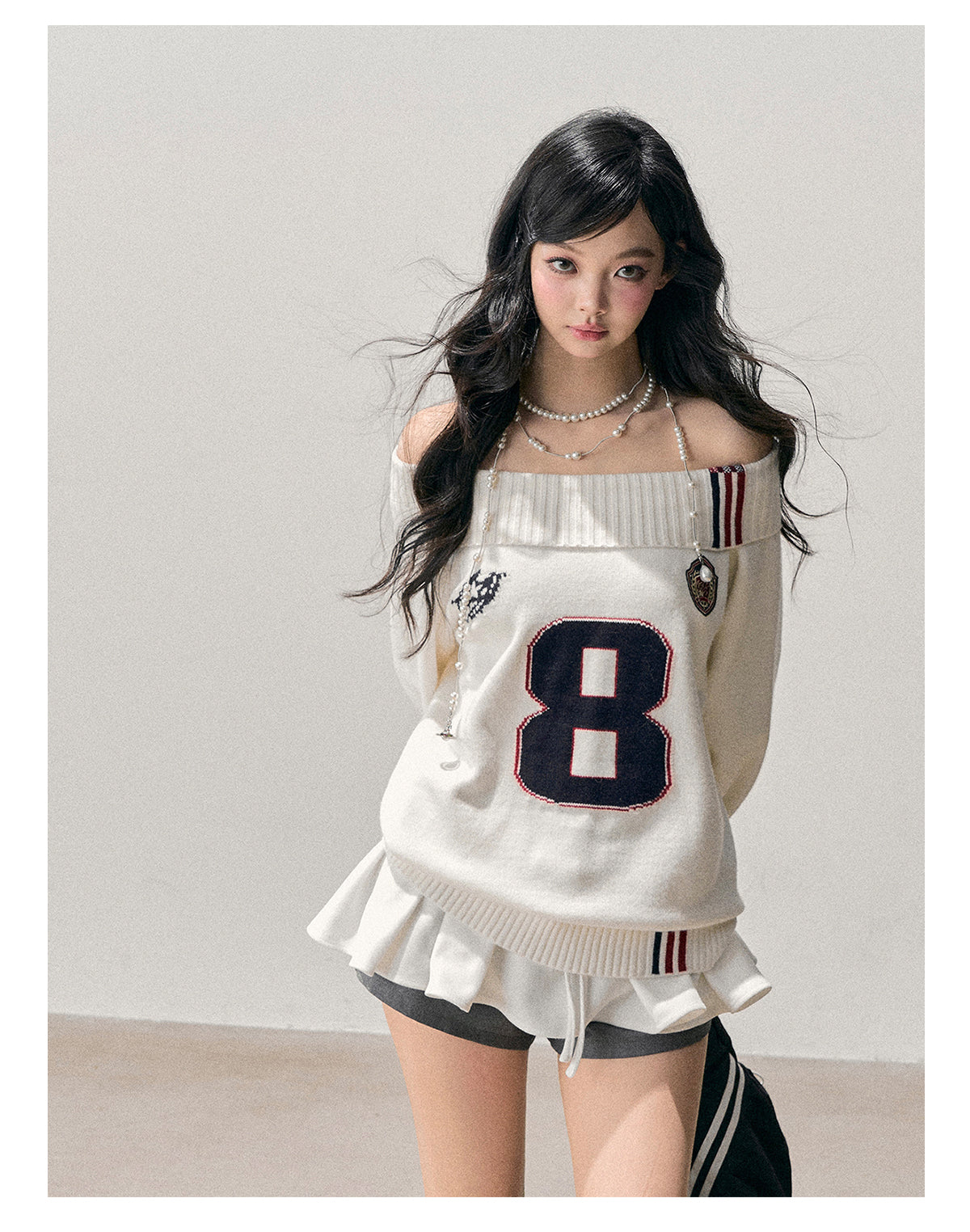 ShaoYeYan Aomalm Frost Spreading Corner Off-Shoulder Sweatshirt