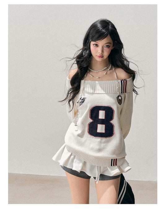 ShaoYeYan Aomalm Frost Spreading Corner Off-Shoulder Sweatshirt