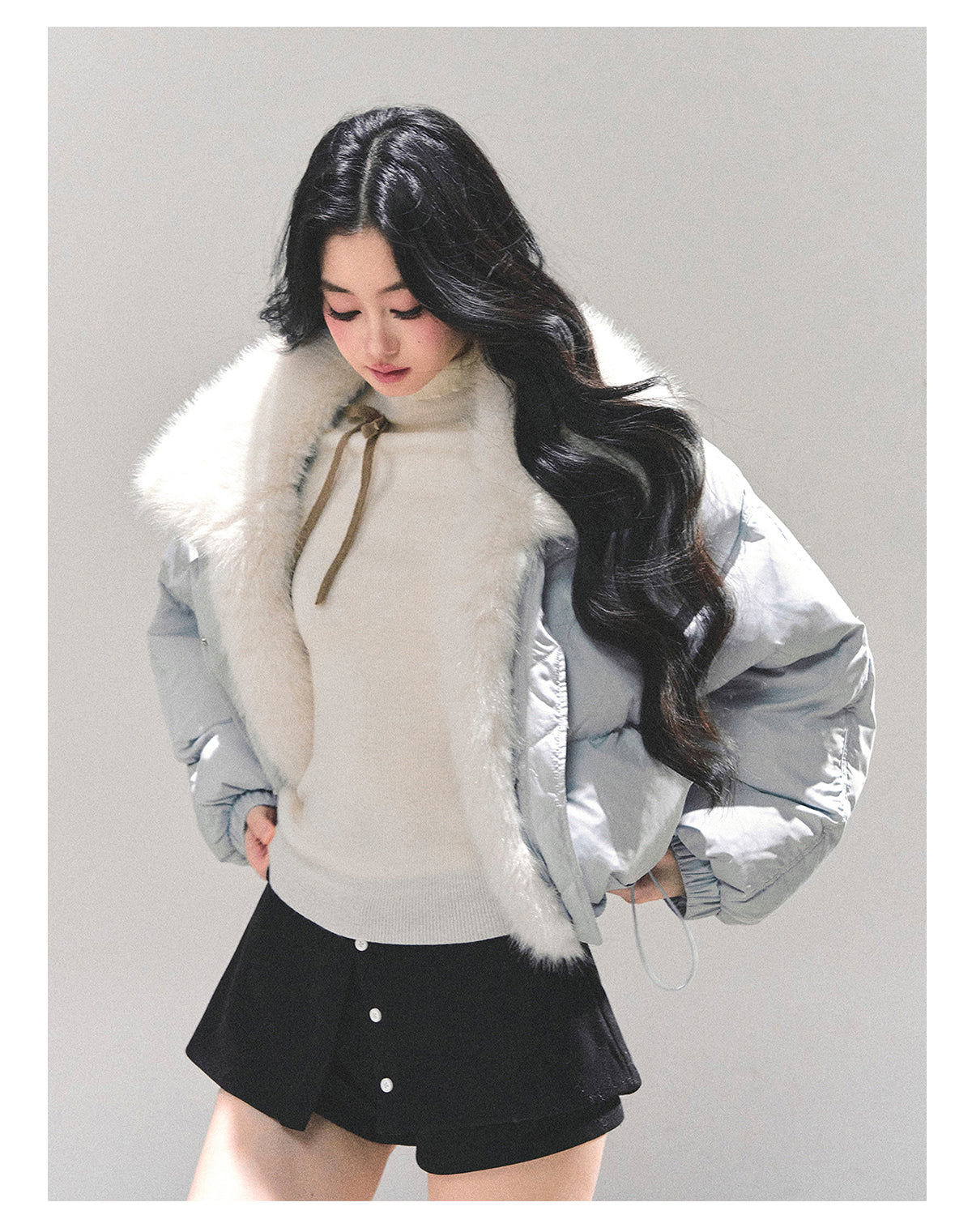 ShaoYeYan Silent Blue White Duck Down Puffer Jacket