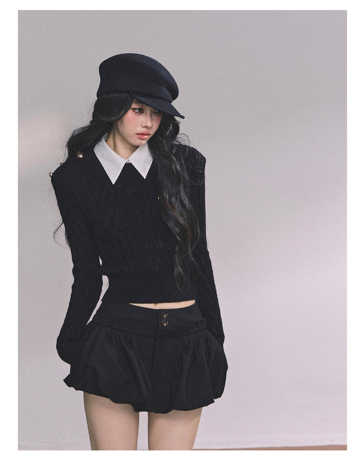 ShaoYeYan Intellectual Aesthetic Fake Two-Layer Knit Sweater