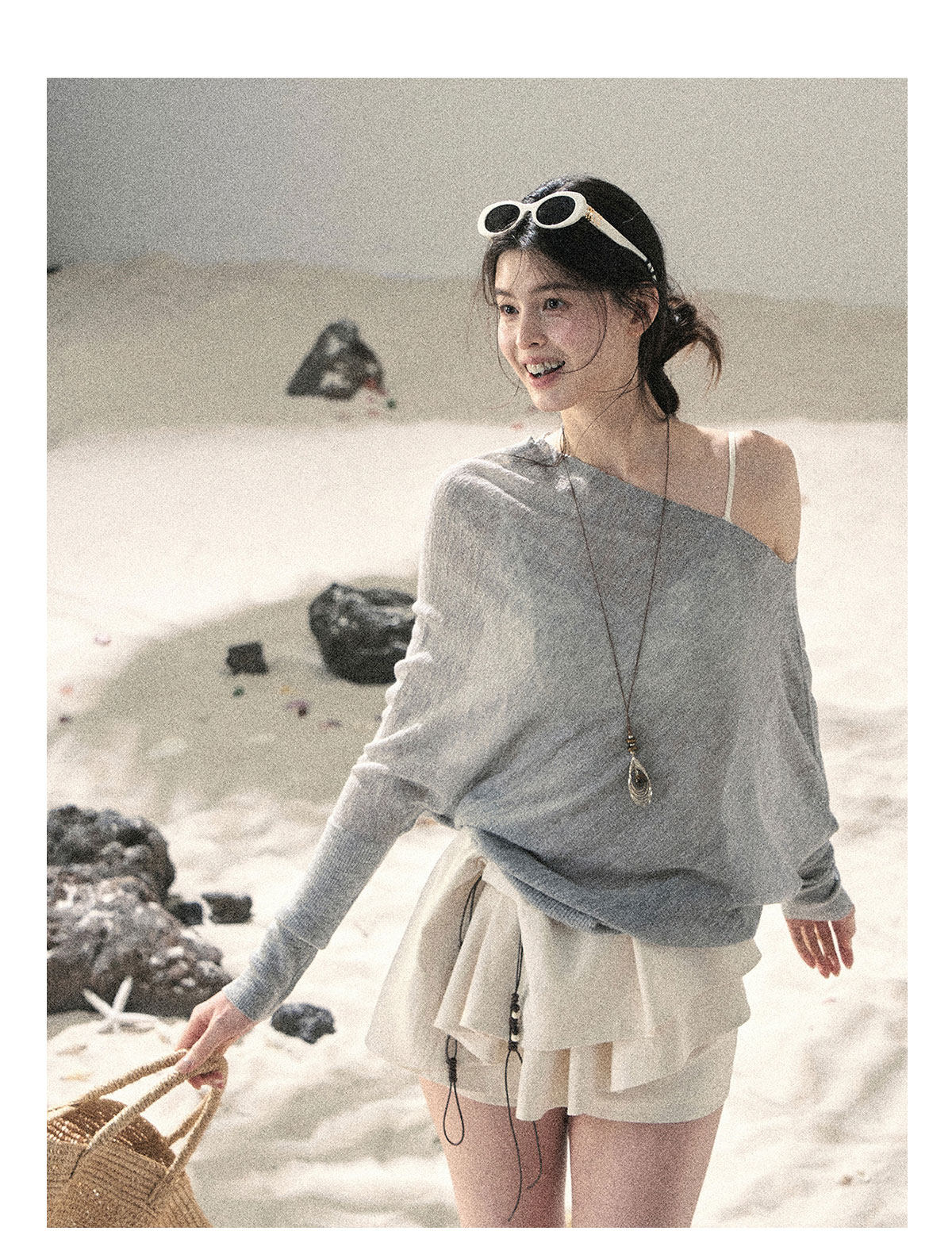 ShaoYeYan Aomalm Misty Veil Sheer Off-Shoulder Sun Cover-Up