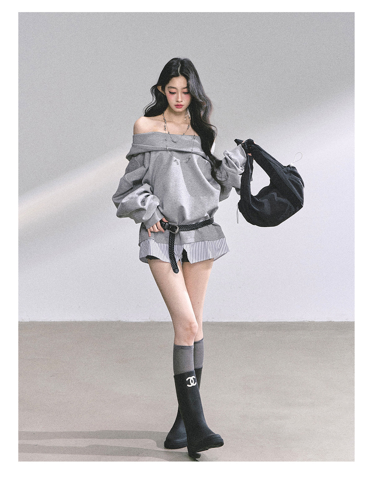 SHAOYEYAN Fake Two-Piece Oversized Hoodie (with belt)