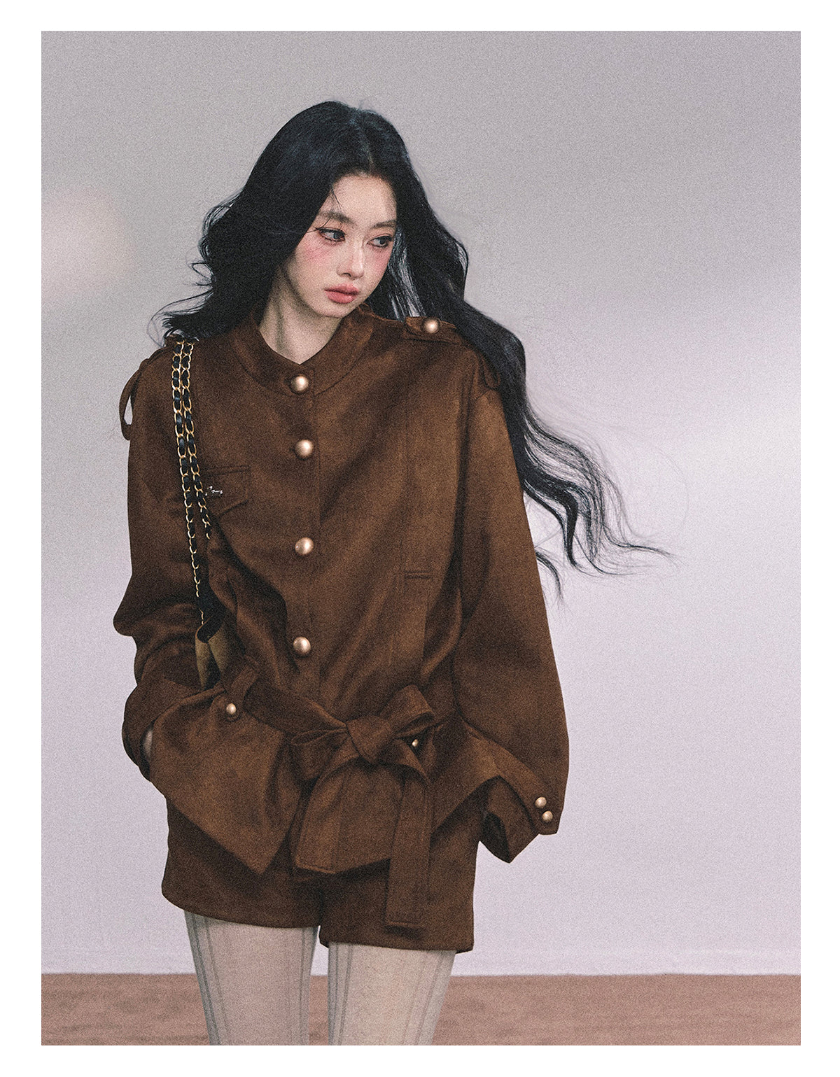 ShaoYeYan Delpan Winter French British Style Suede Set