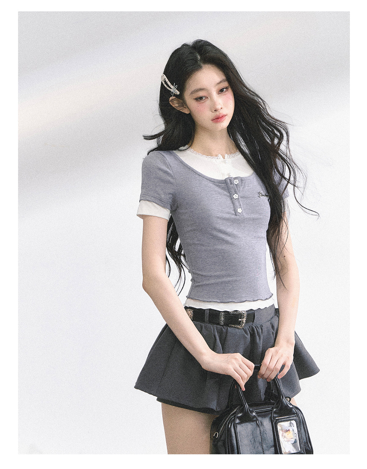SHAOYEYAN Liliana Fake Two-Piece Lace T-Shirt