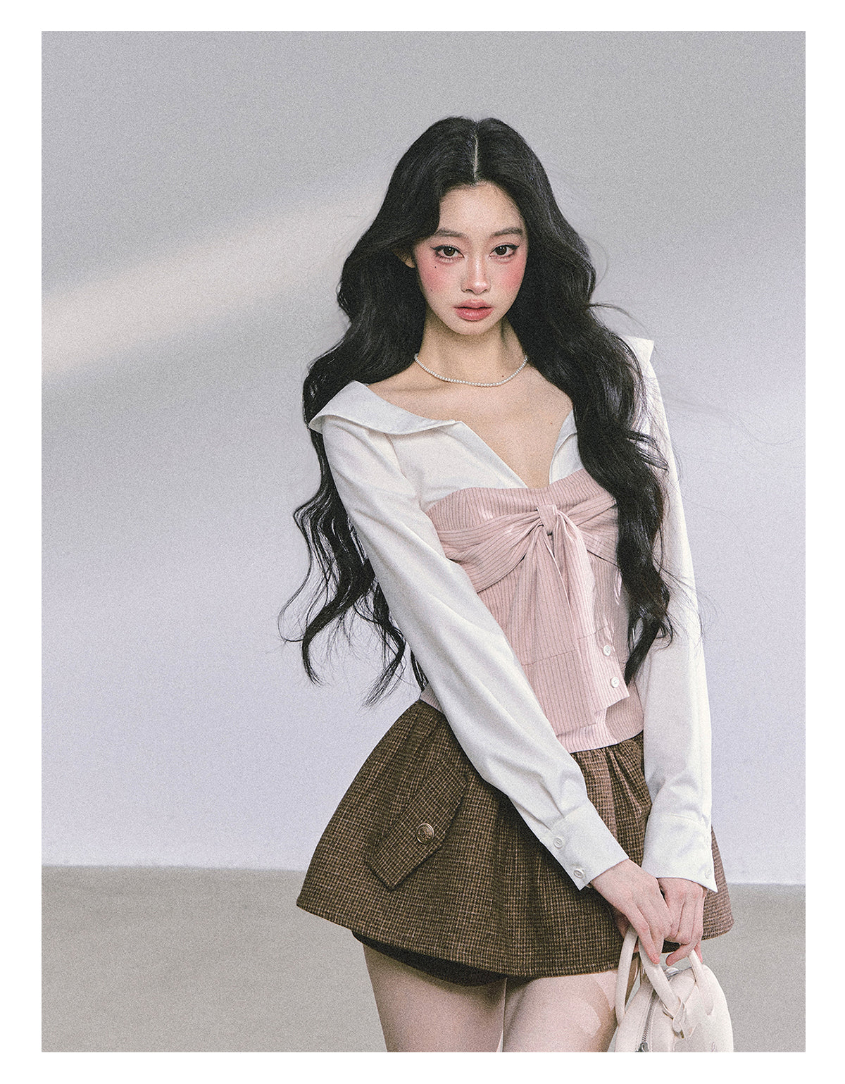 ShaoYeYan Jenny's Sweet Scent Fake Two-Layer Long Sleeve Striped T-Shirt